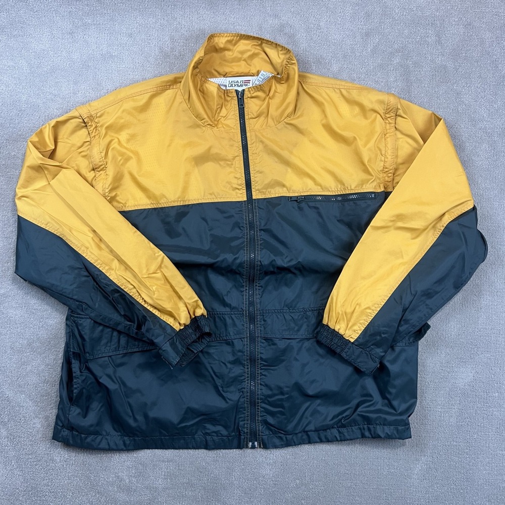 USA Olympic XL Vintage Windbreaker Jacket Colorblock Retro Streetwear Full Zip